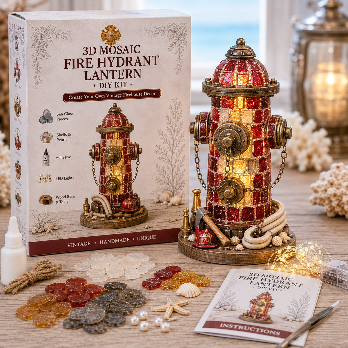 Vintage Firehouse Sea Glass-Style Mosaic Light DIY Kit