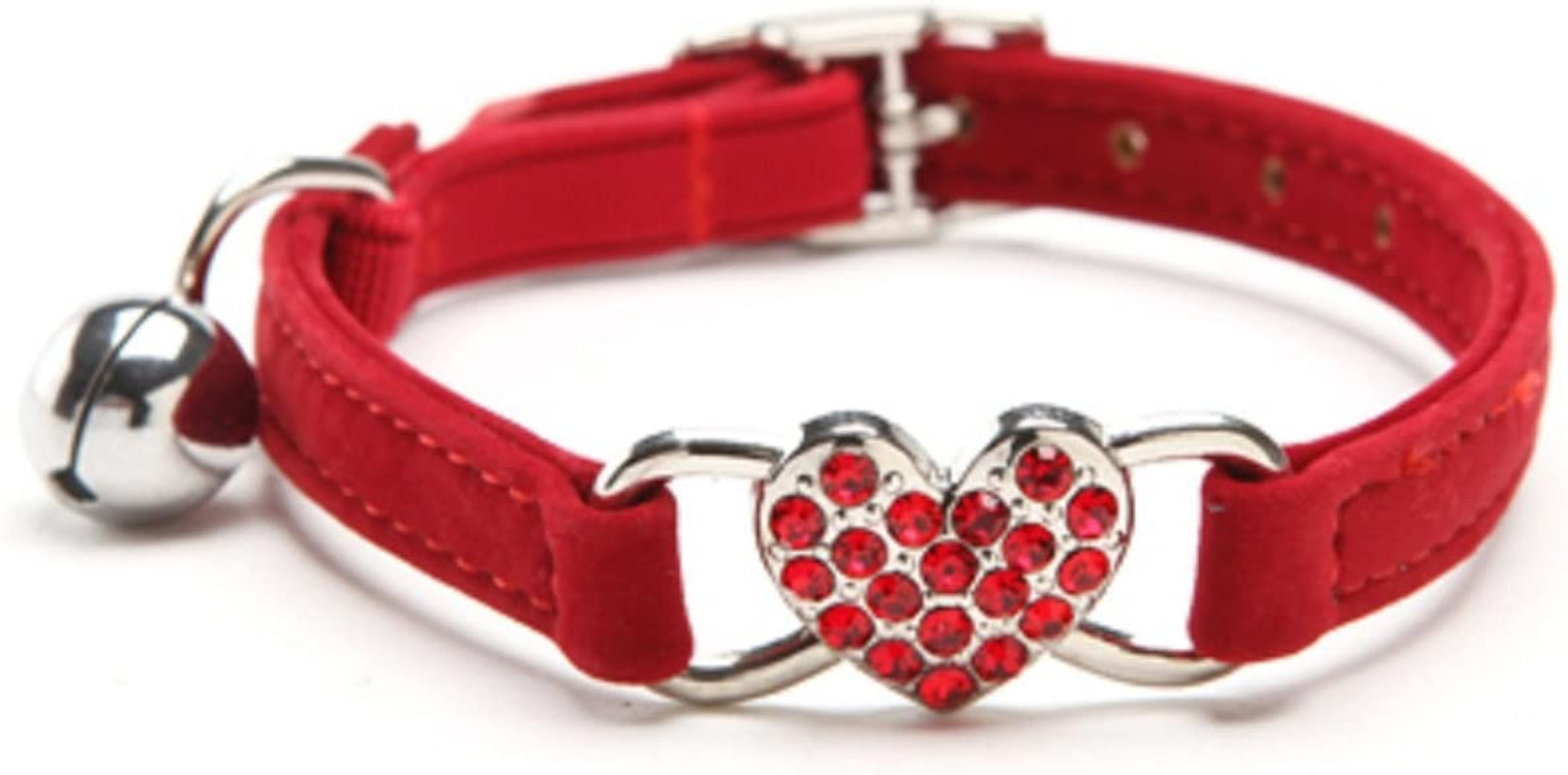 Velvet Cat Collar with Heart Charm & Bell