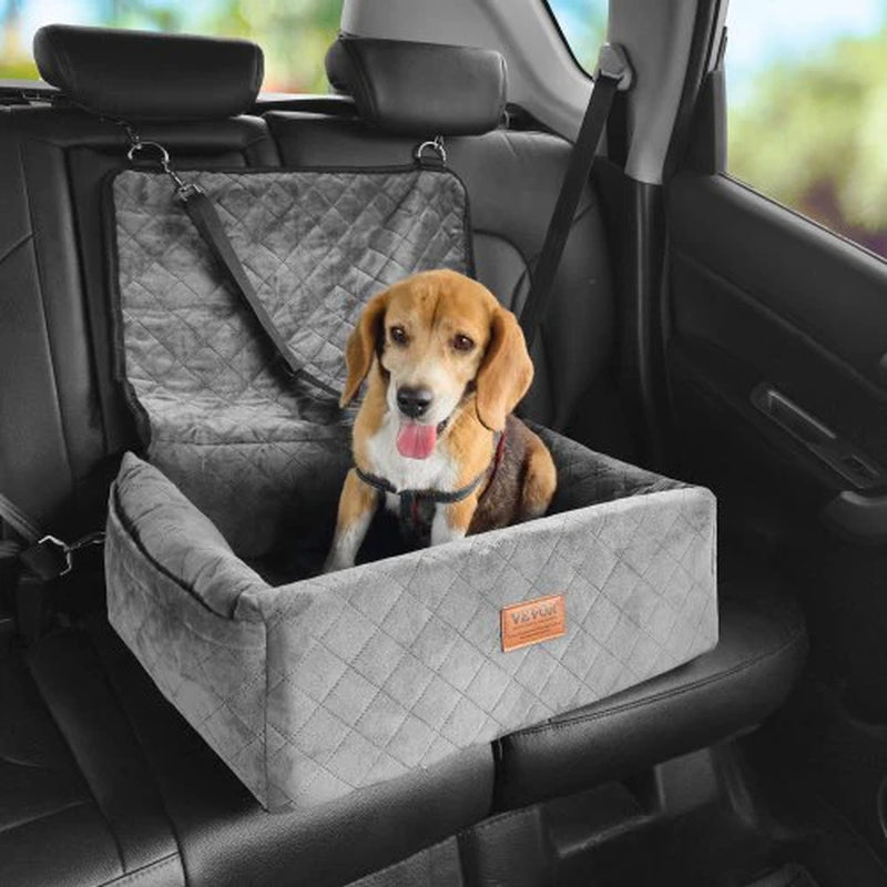 Dog Booster Car Seat with Pocket, Gray
