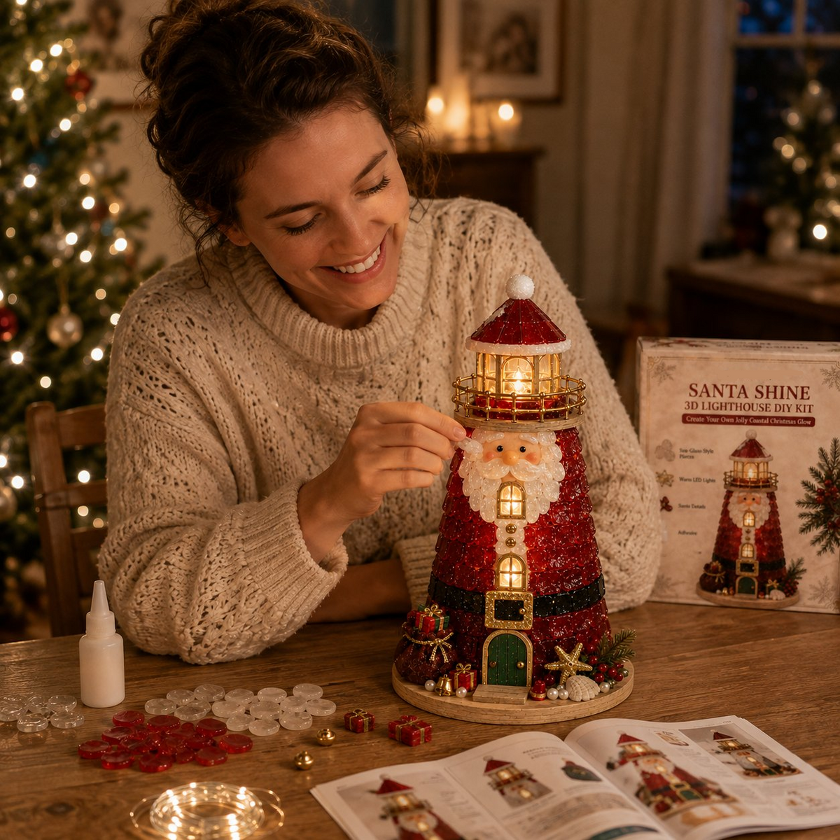 DIY Lighted Christmas Character Sea Glass-Style Lighthouse Kit