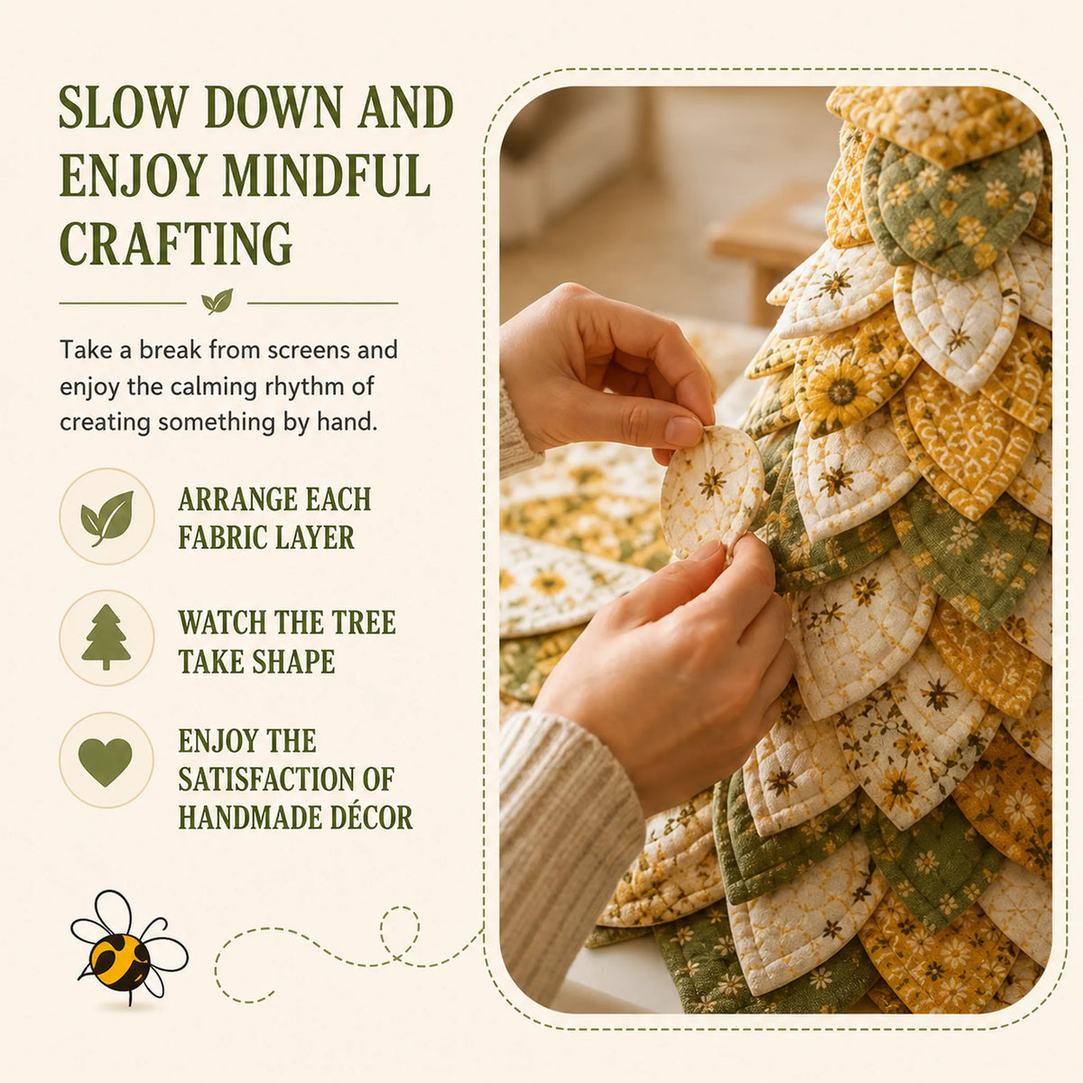 Sunflower Bee Garden Tree DIY Kit-Handmade Fabric Tabletop Tree Decor