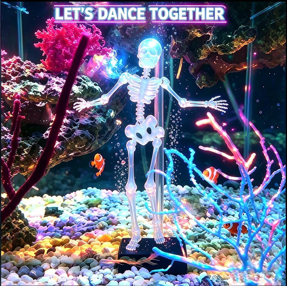 Resin Dancing Skeleton Aquarium Bubbler, Fish Tank Decoration with 1 m Air Hose