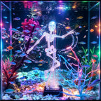 Resin Dancing Skeleton Aquarium Bubbler, Fish Tank Decoration with 1 m Air Hose