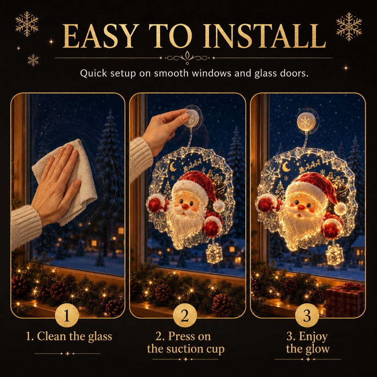 Christmas Window Light Ornament with Suction Cup