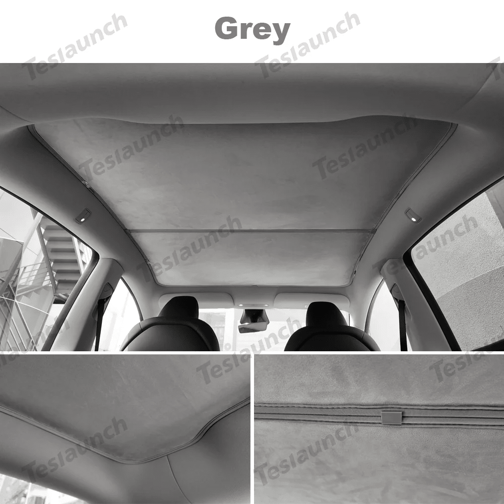 Wholesale Alcantara Split Nano Ice Crystal Glass Roof Sunshade for Tesla Model Y Juniper 2025+（28 Sets）