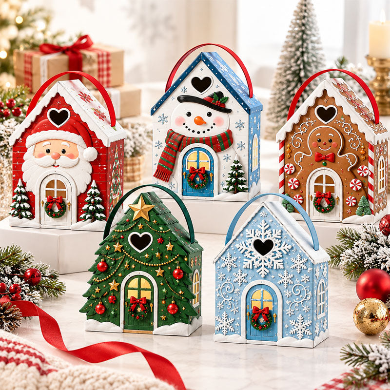 Christmas Cottage Handle Gift Box