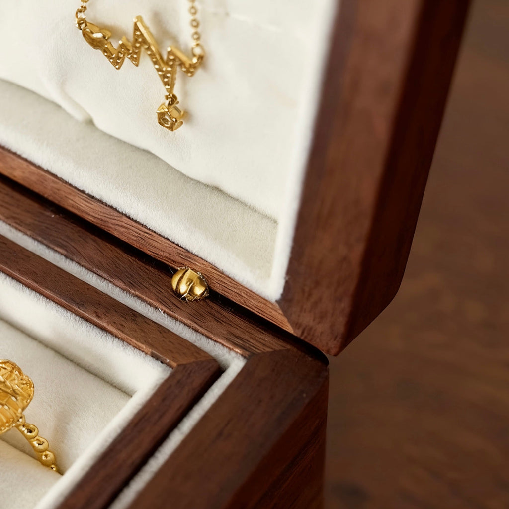 Amélie Walnut Two-Layer Jewelry Box