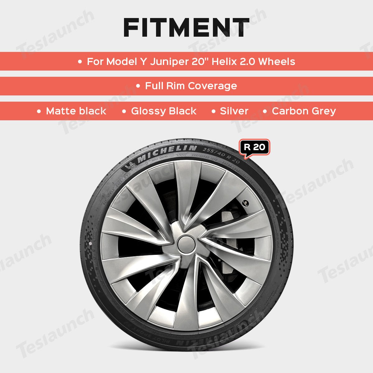 1Replacement Helix 2.0 Style Wheels Cover Hubcap for Tesla 2025+ Model Y Juniper 20'' Helix 2.0 Wheels  (1 Pc)