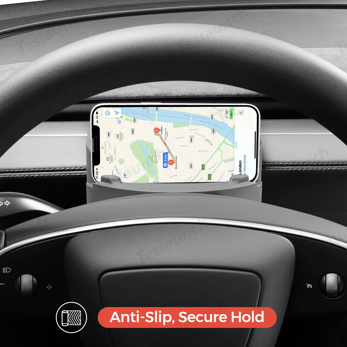 Multi-Function Steering Wheel Phone Mount & Glasses Holder for Tesla Model Y Juniper 2025+