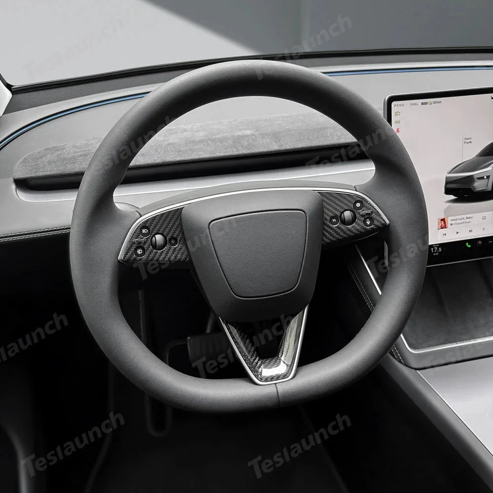 [Real Carbon Fiber] Steering Wheel Trim Cover Kit for Tesla Model Y Juniper 2025+