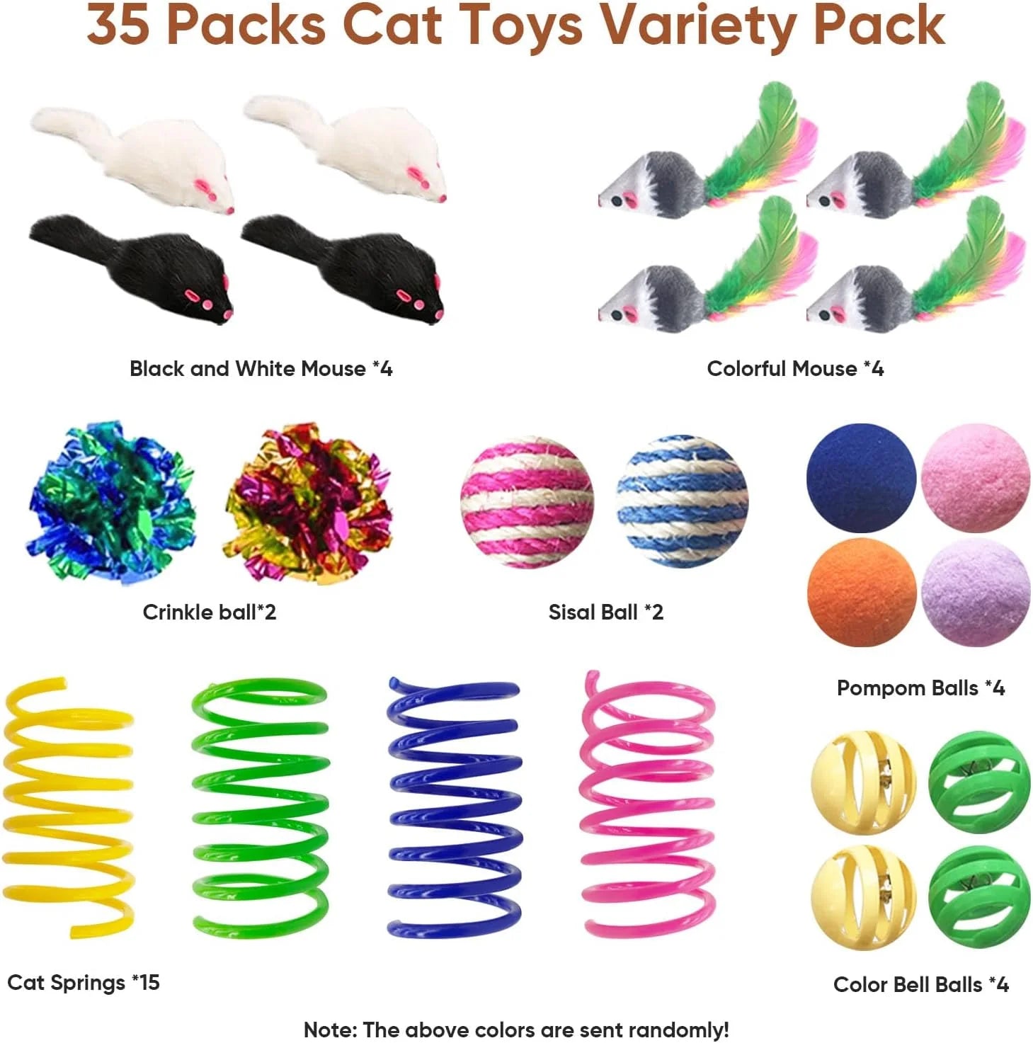Cat Toy Set, 35 Pieces