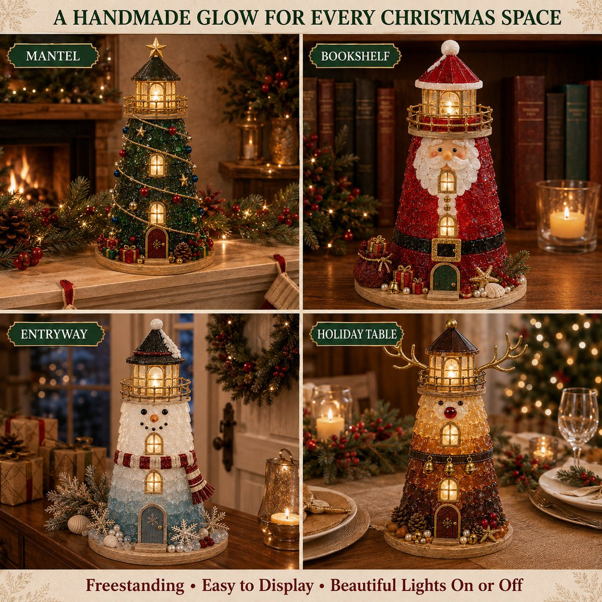 DIY Lighted Christmas Character Sea Glass-Style Lighthouse Kit