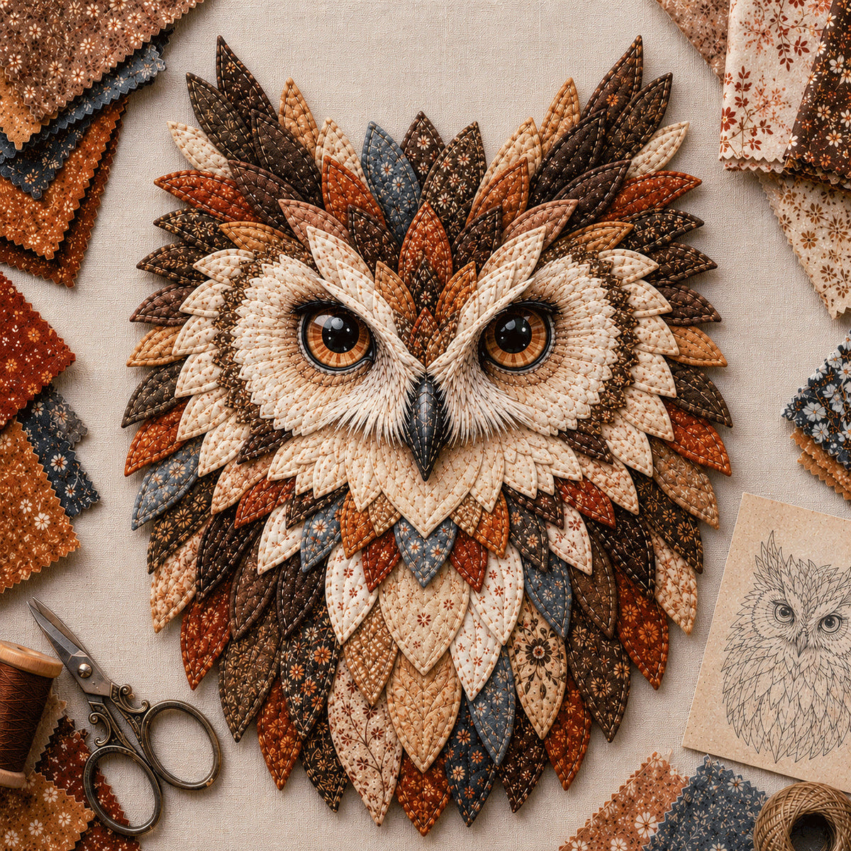 Layered Fabric Owl Wall Art DIY Kit