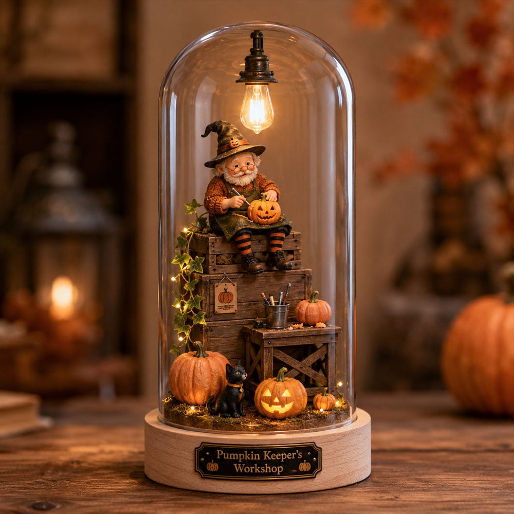Halloween Glass Dome Miniature Scene Ambient Lamp