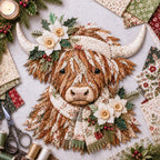 Birth Flower Highland Cow 3D Layered Fabric Art DIY Kit