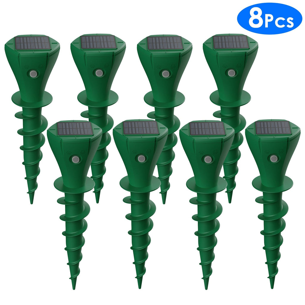 8-Pack Solar Mole Repellent Stakes – Waterproof Vibration