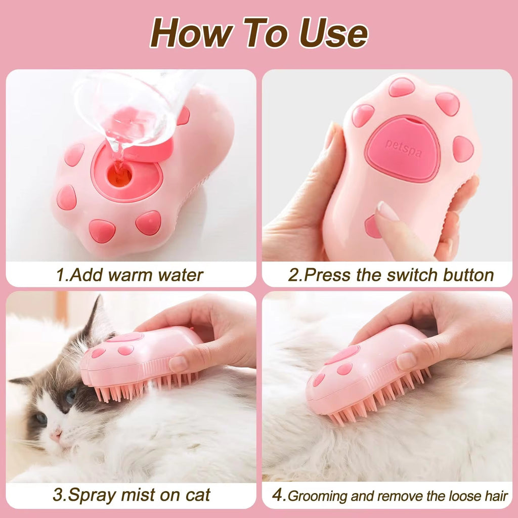 3-in-1 Pet Steam Grooming Brush