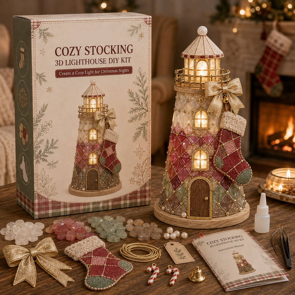 DIY Lighted Christmas Character Sea Glass-Style Lighthouse Kit
