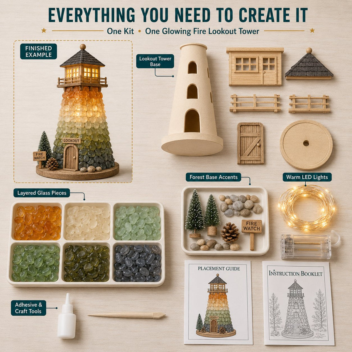 Vintage Firehouse Sea Glass-Style Mosaic Light DIY Kit