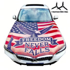 American Flag Car Hood Cover With Dual Triangle Clips Fits Trucks SUVs Sedans Jeep Commemorative Edition