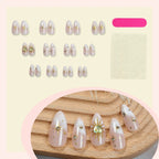 Celestial Almond Press On Nails – Gold Sun & Star French Design