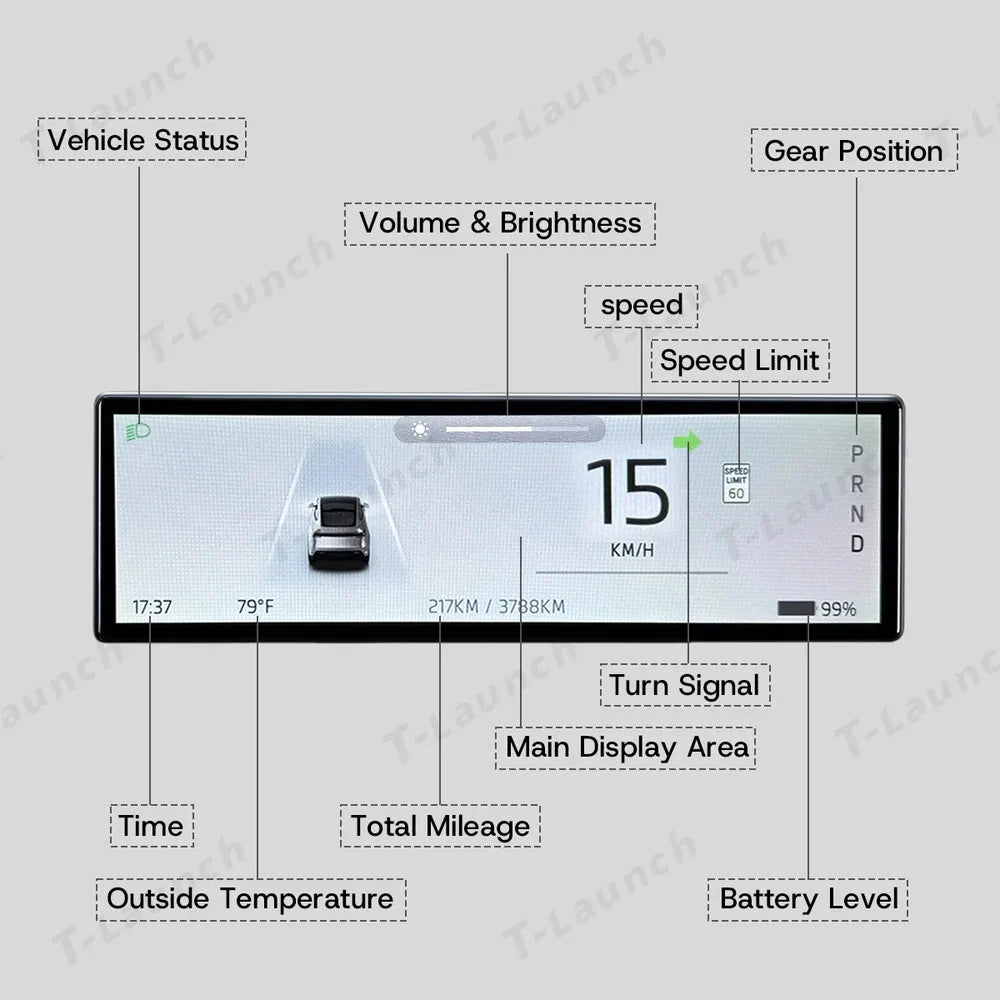8.8-inch Touch Instrument Cluster Display Upgrade for Tesla Model 3 / Model Y (2017-2026)