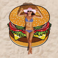 1Beach towel in funny Hamburger design Miroken