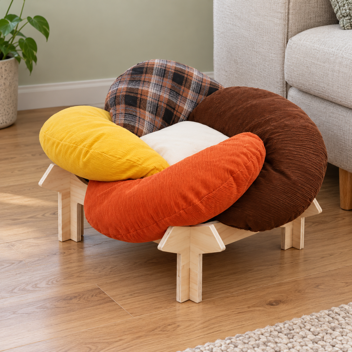Flower Throne Rainbow Cat Bed