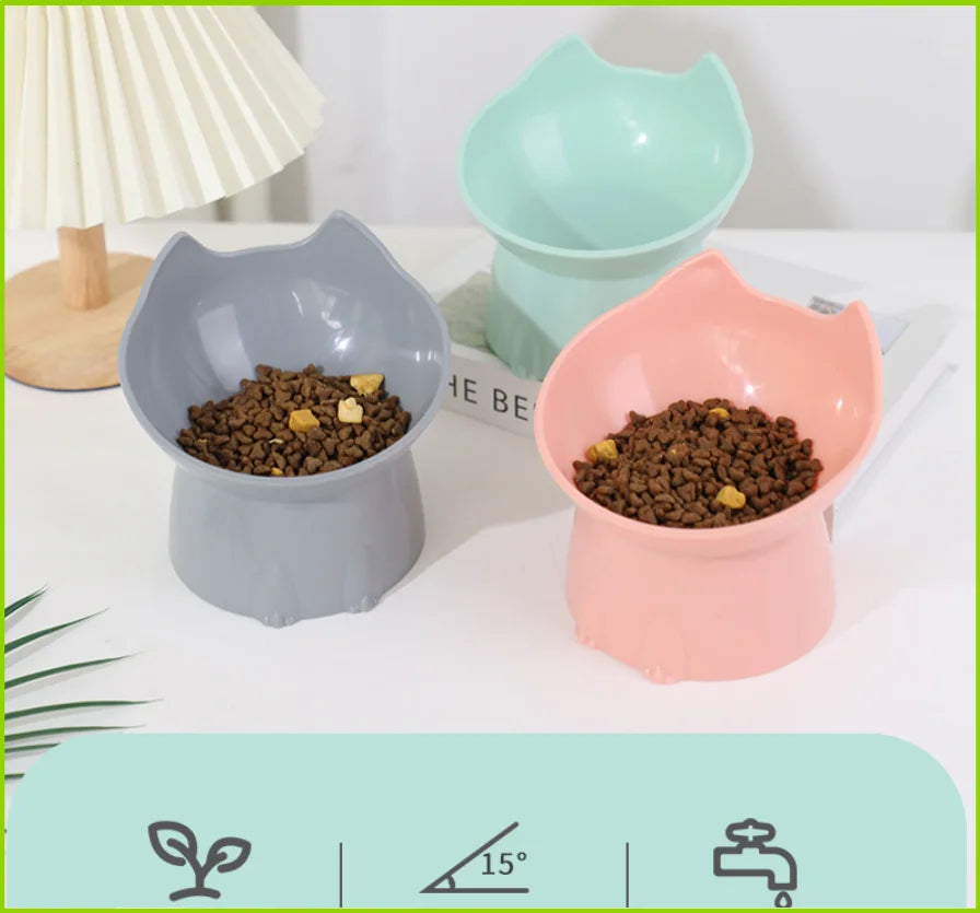 Raised Tilted Cat Bowl, Anti-Tip