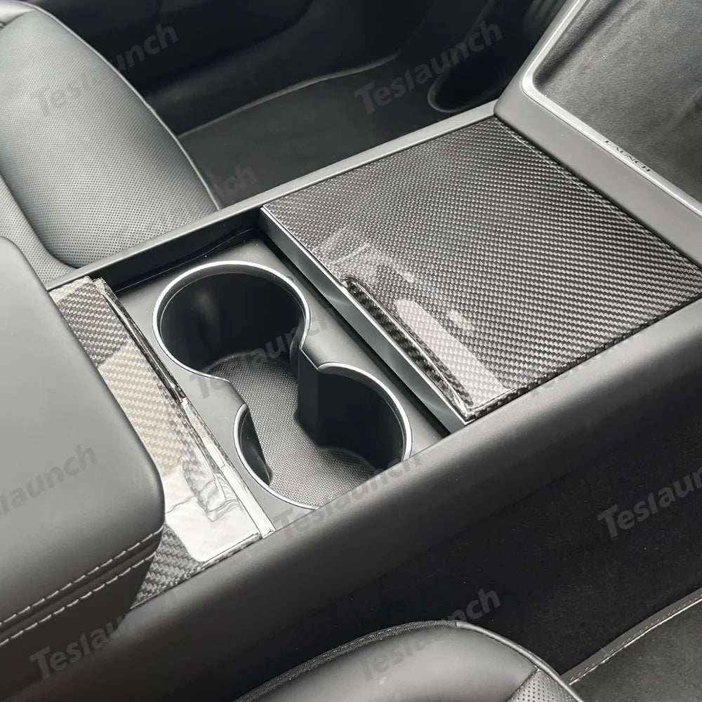 [Real Carbon Fiber] Center Console Panel Cover for Tesla Model YL 2026+