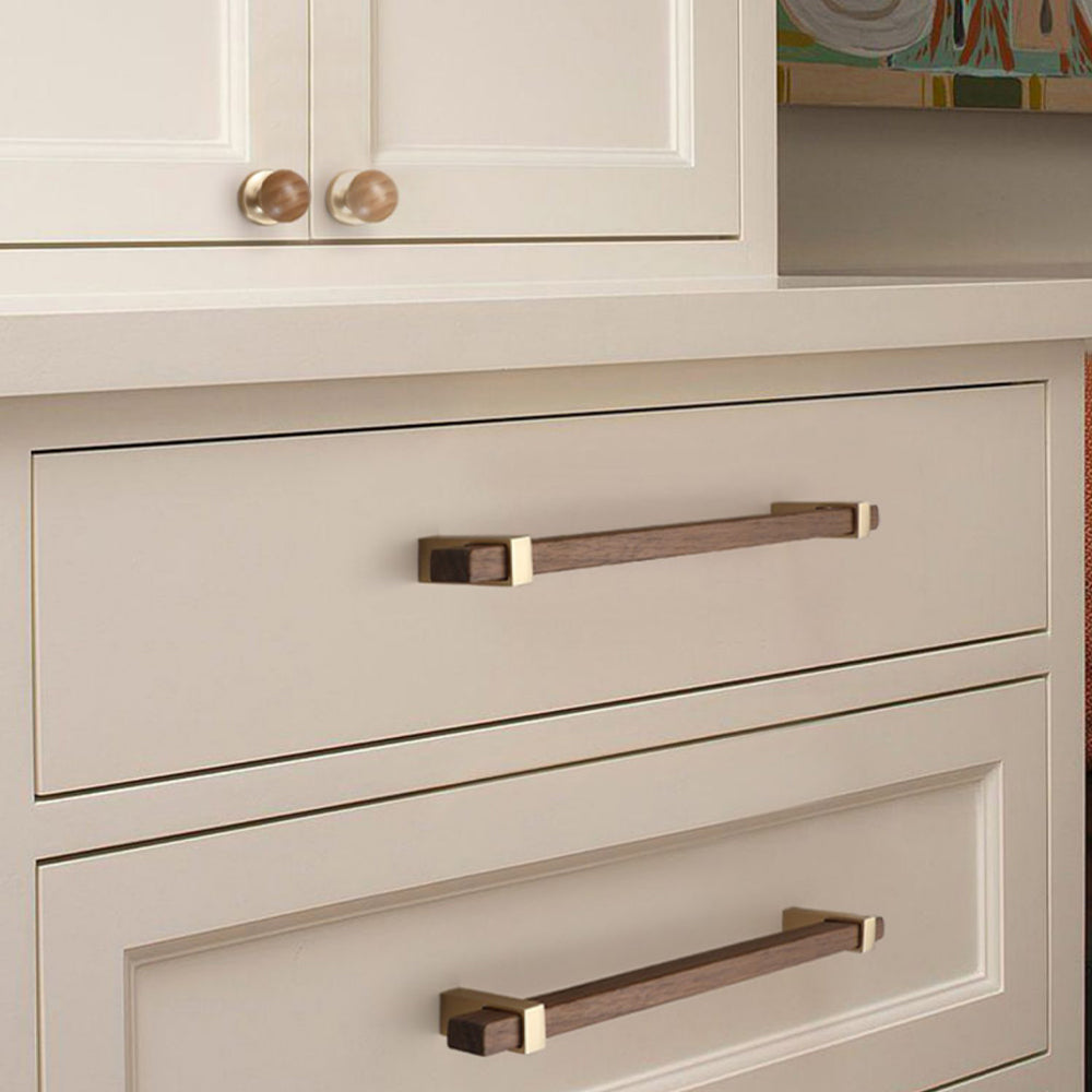 Architectural Square Walnut Wood Cabinet Pulls