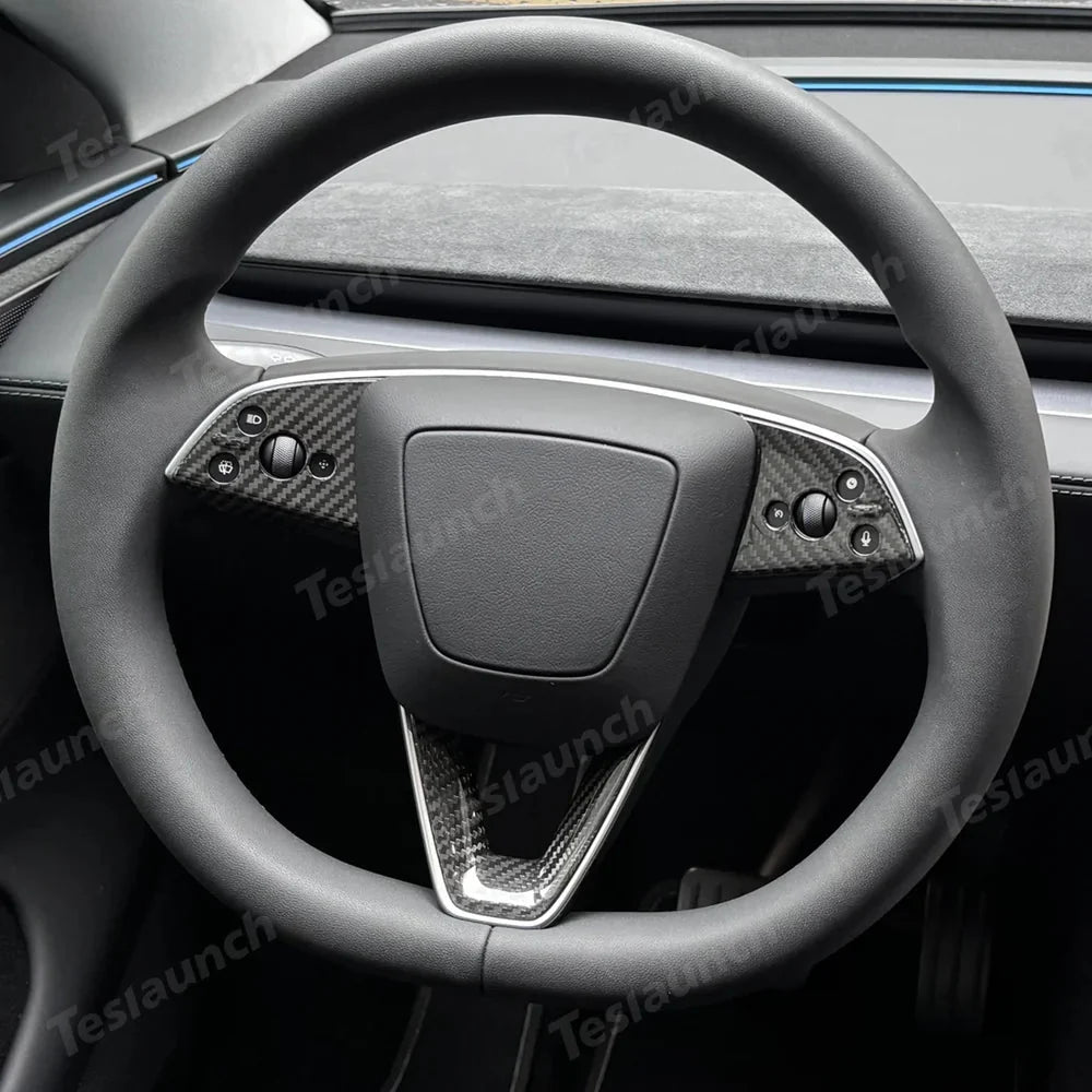 [Real Carbon Fiber] Steering Wheel Trim Cover Kit for Tesla Model YL 2026+