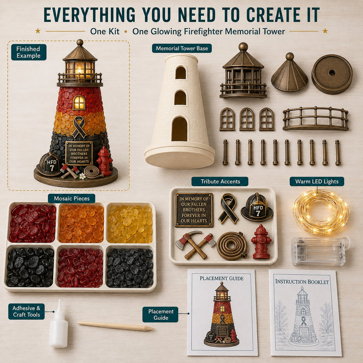 Vintage Firehouse Sea Glass-Style Mosaic Light DIY Kit