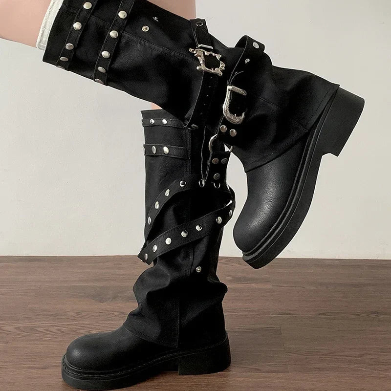 Astrid Long Riveted Boots