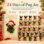 24-Day Pug Christmas Surprise Advent Calendar | 24 Unique Mini Pug Figures for Daily Holiday Reveals, Collecting & Display