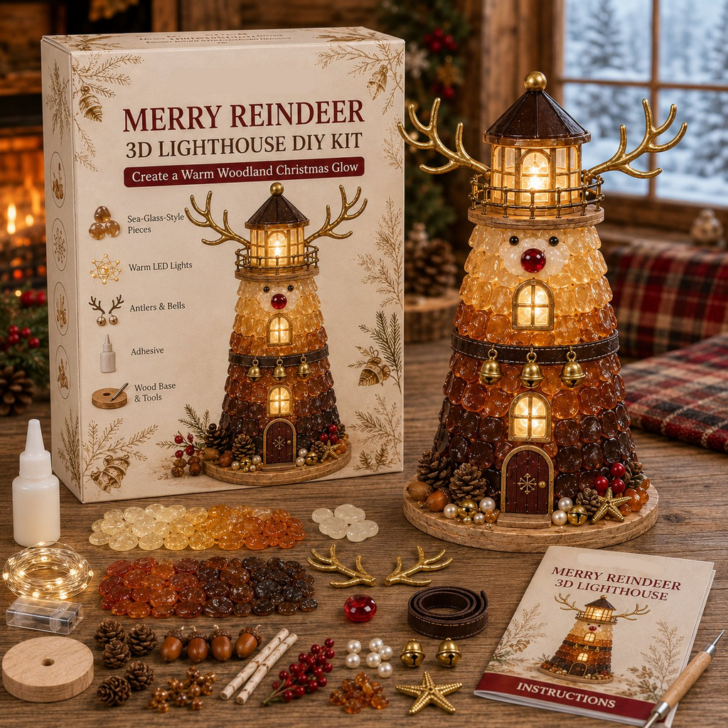 DIY Lighted Christmas Character Sea Glass-Style Lighthouse Kit