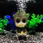 Tree Character Aquarium Bubbler Ornament with Airline Tubing Kit, Air-Driven Fish Tank Decoration, Air Pump Not Included