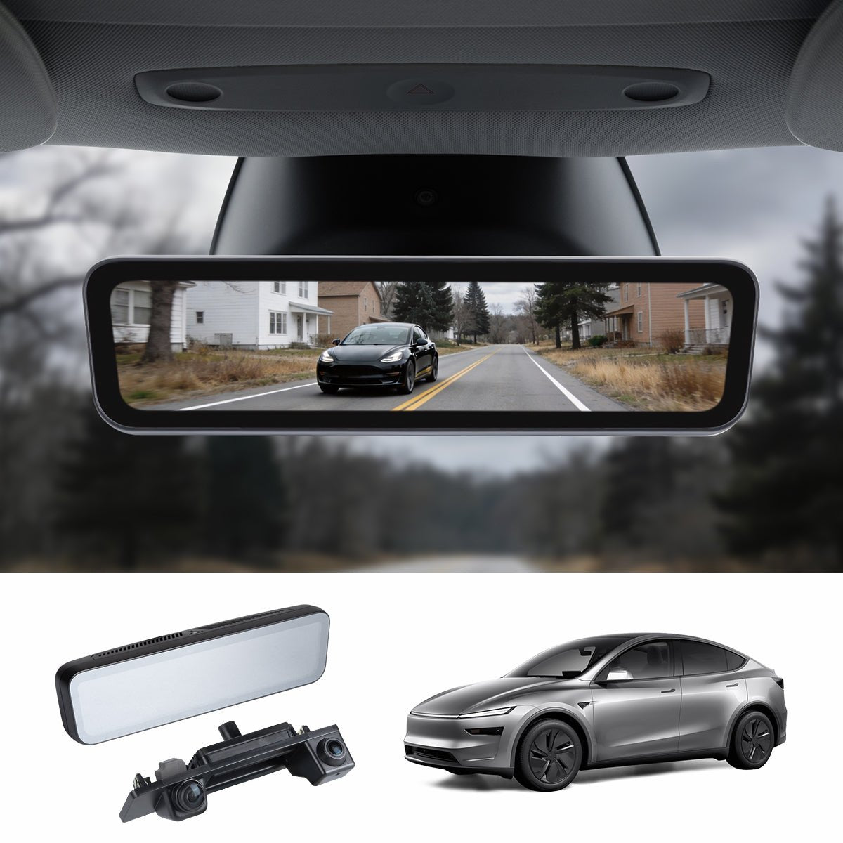 9.2" Integrated Streaming Rearview Mirror Dash Cam for Tesla Model 3 / Model Y (2021–2026)