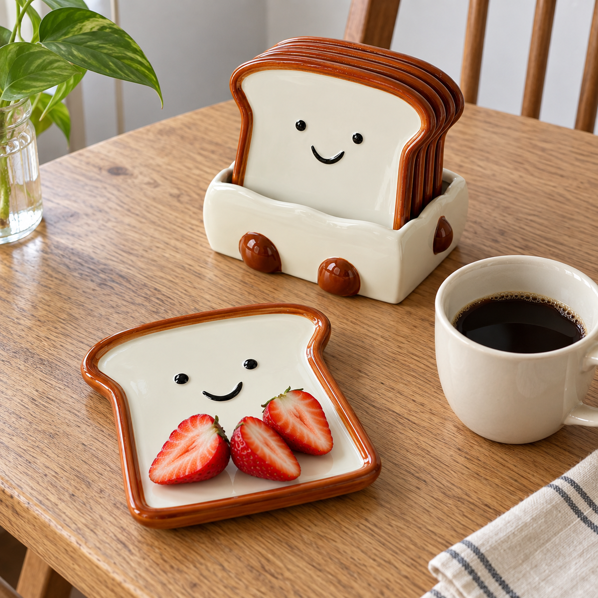 Morning Slice Toast Shaped Snack Plates