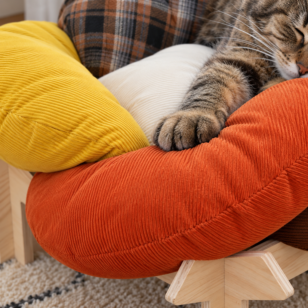 Flower Throne Rainbow Cat Bed