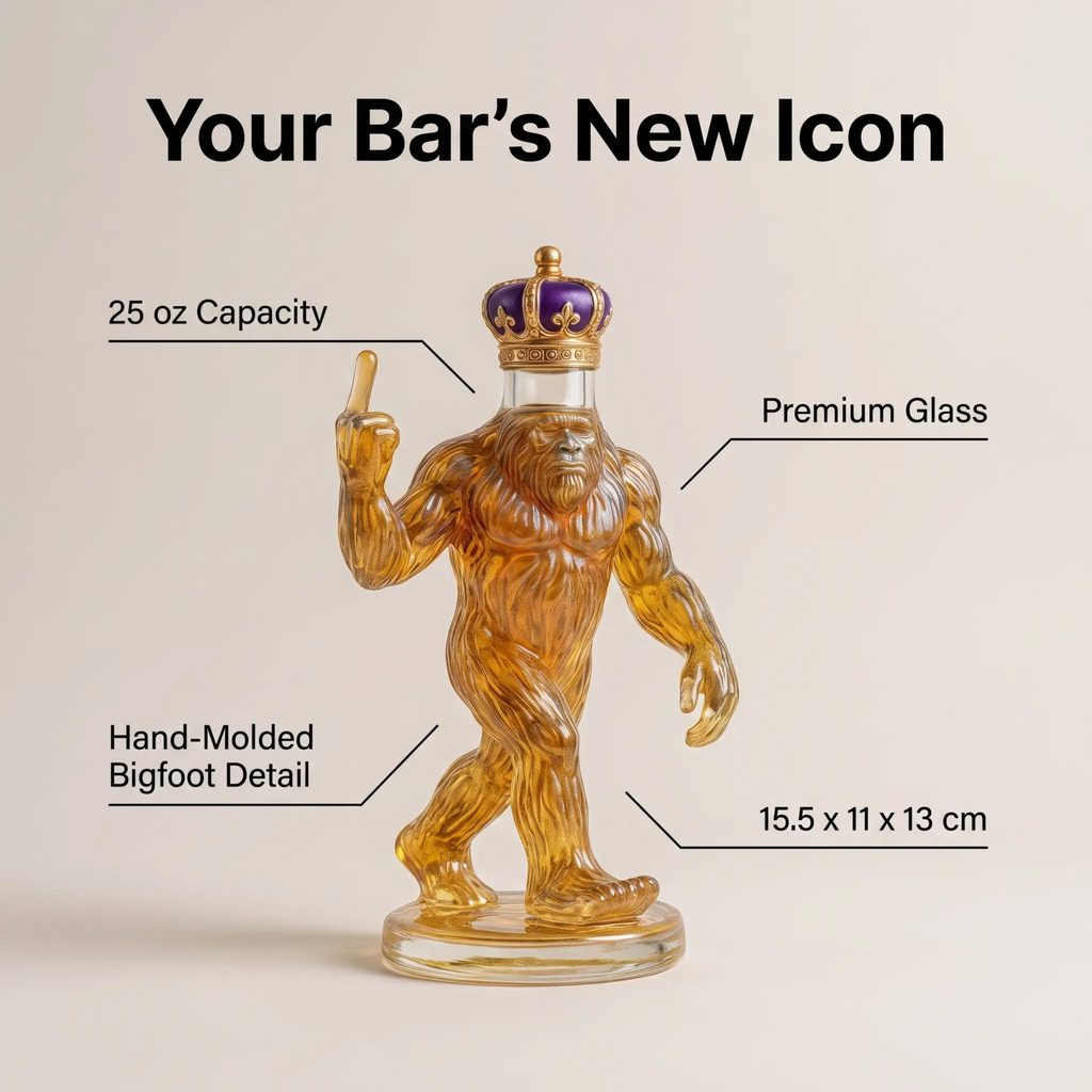 Miroken | Whiskey Decanter Funny Bigfoot Glass Bottle