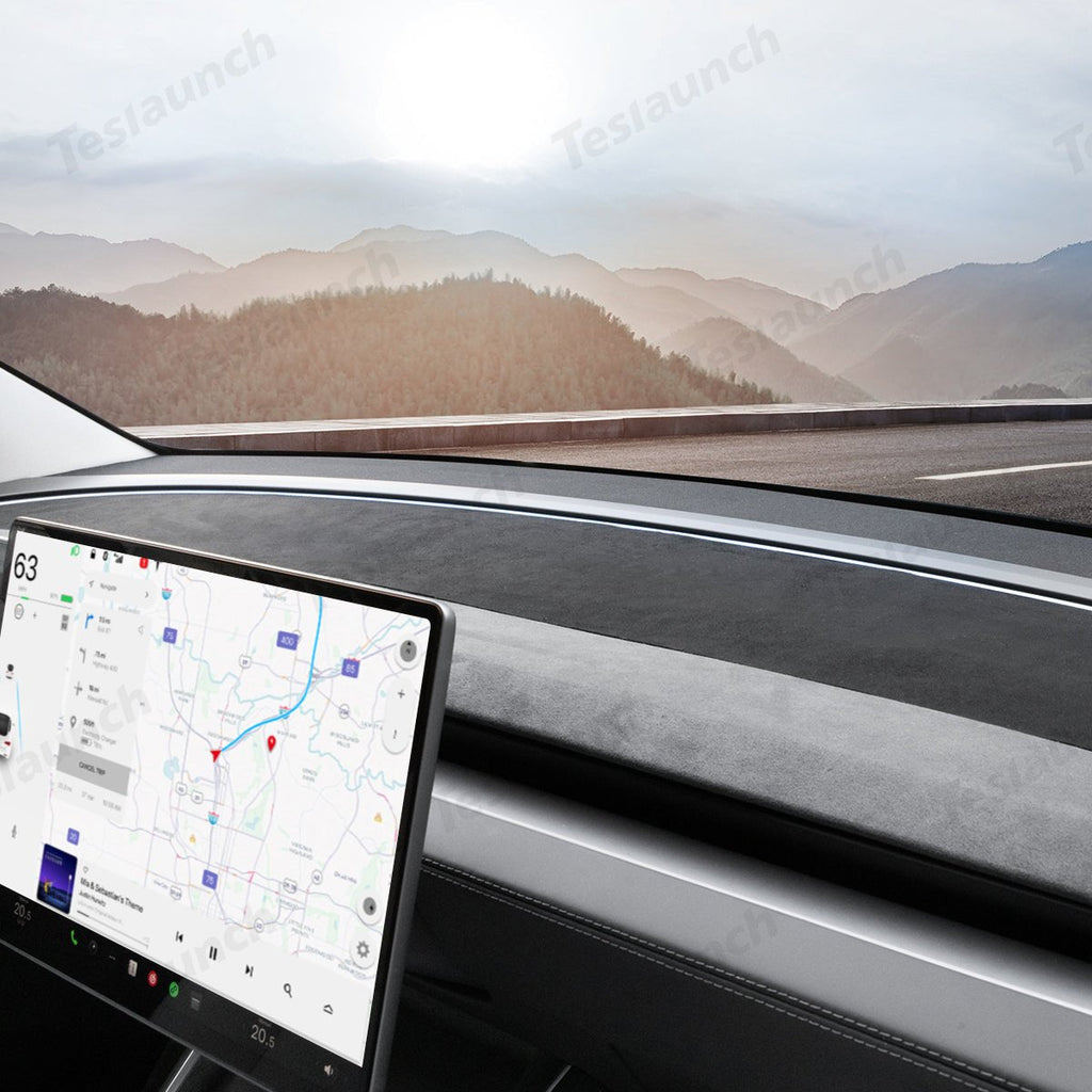 Suede Sunshade Dashboard Mat – UV Protection & Anti-Glare for Tesla Model YL 2026+