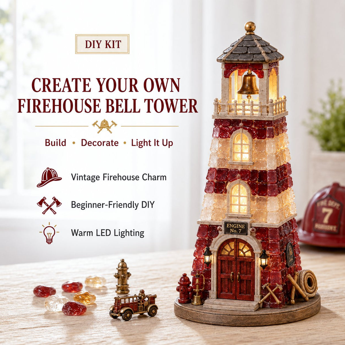 Vintage Firehouse Sea Glass-Style Mosaic Light DIY Kit