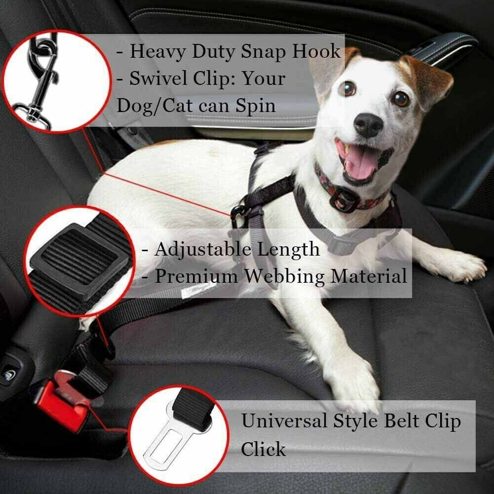 Pet Car Seat Belt 2-Pack, Adjustable