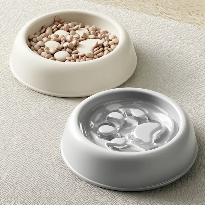 Paw Print Slow Feeder Dog Bowl