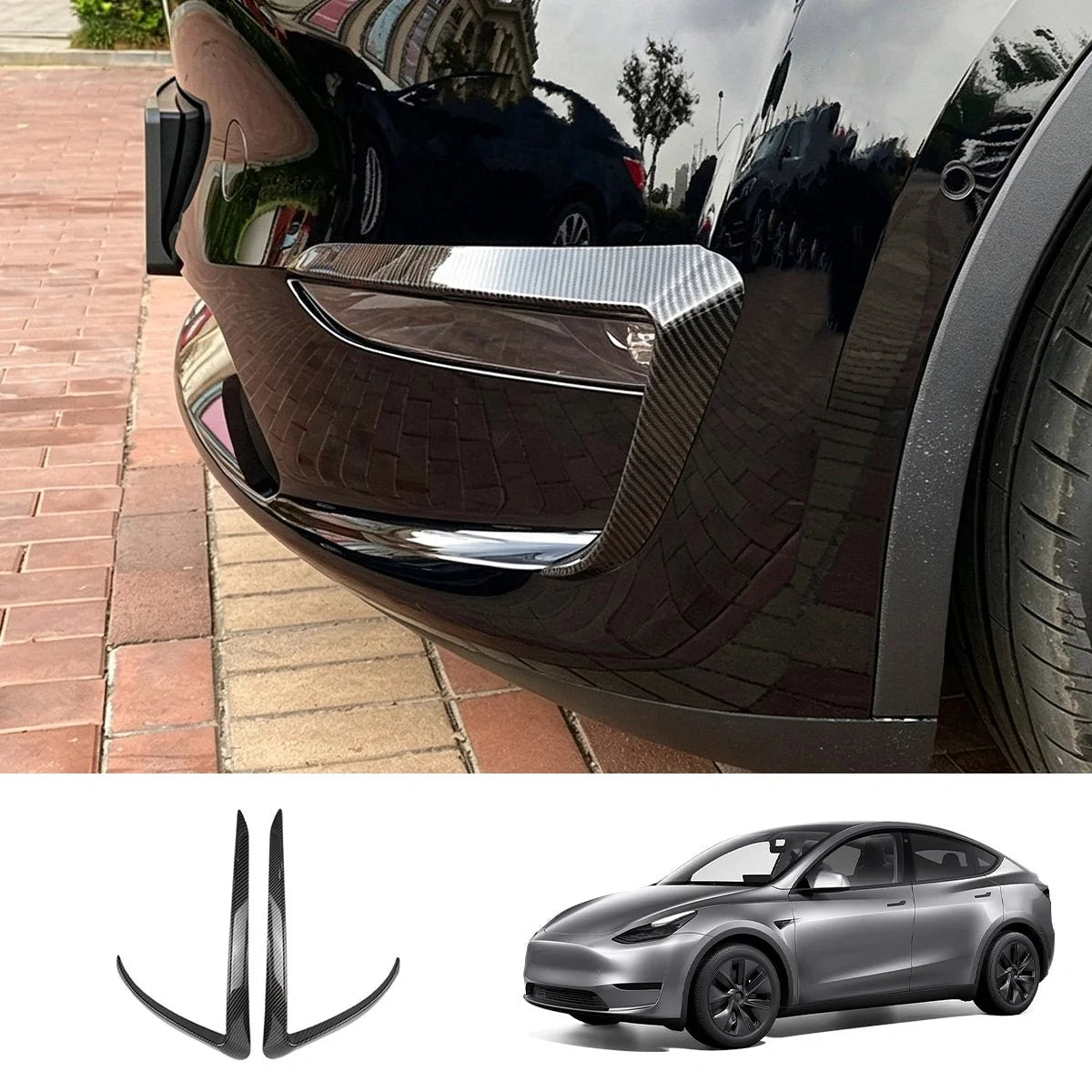 ABS Front Bumper Fog Light Trims for Tesla Model Y 2020–2024