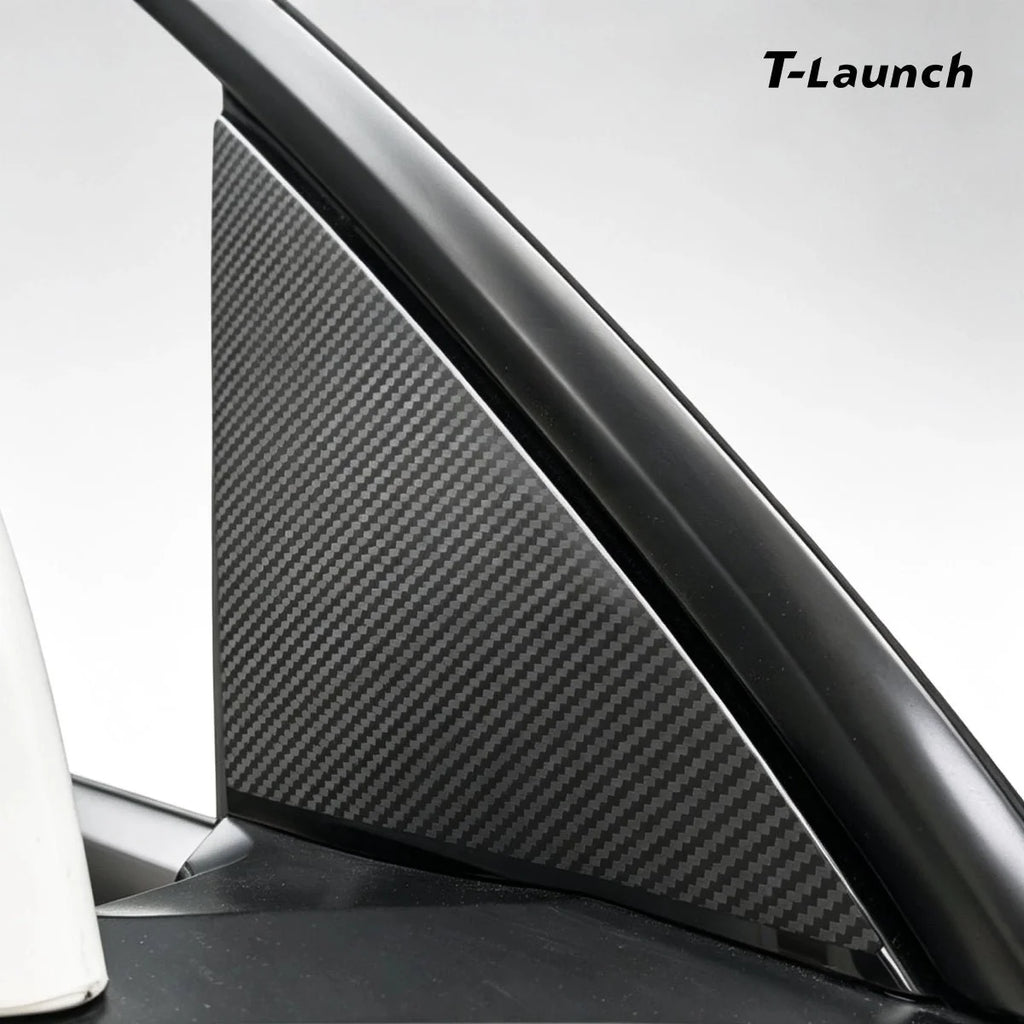 Carbon Fiber A & B Pillar Window Trim Covers for Tesla Model Y 2025+ / Model 3 2024+
