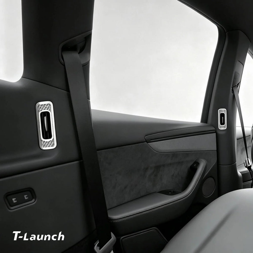 Stainless Steel B & C-Pillar Air Vent Trim Covers for Tesla Model Y L 2026+