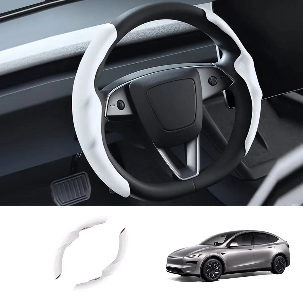 Anti-Slip Suede Steering Wheel Cover for Tesla Model Y L 2026+
