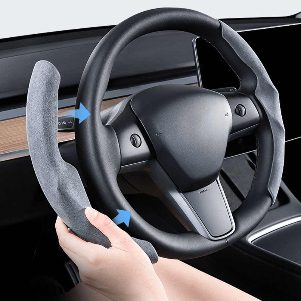 Anti-Slip Suede Steering Wheel Cover for Tesla Model Y Juniper 2025+